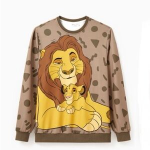 Disney Men Lion King Brown & Yellow Graphic Pullover Sweatshirt, Size L